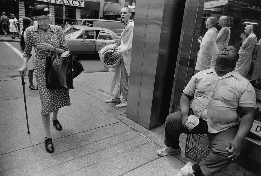 Blind Man, Old Woman, Hari Krishnas, NYC, 1972.jpeg